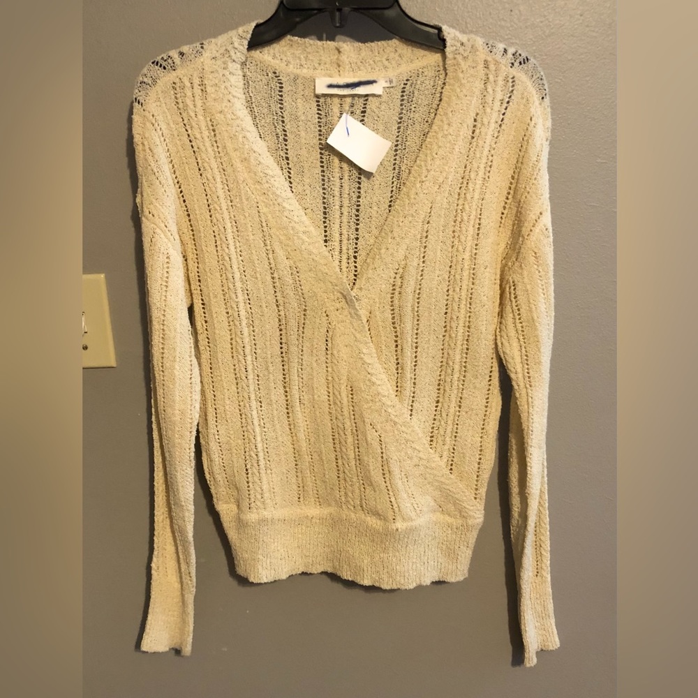 New Astr Wrap Knit Long Sleeve Cream Top